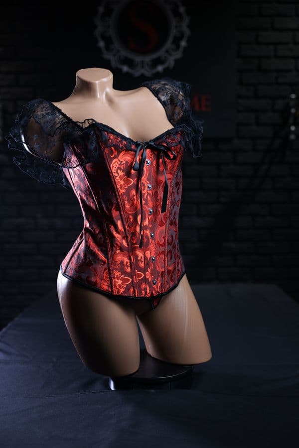 Red corset with shoulder straps